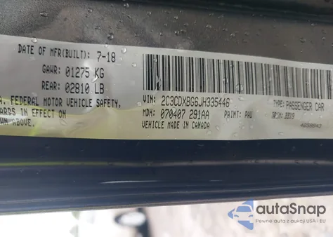 2018 Dodge Charger Sxt Rwd z USA, uszkodzony, nr VIN 2C3CDXBG6JH335446